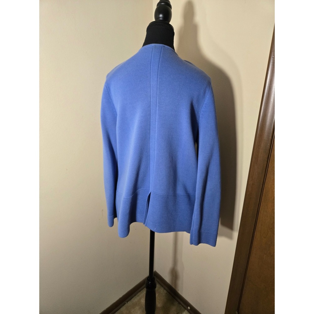 Talbots Cardigan Sweater Womens L/P Blue Excellent Draped Open Front Ribbed Knit - Picture 5 of 13